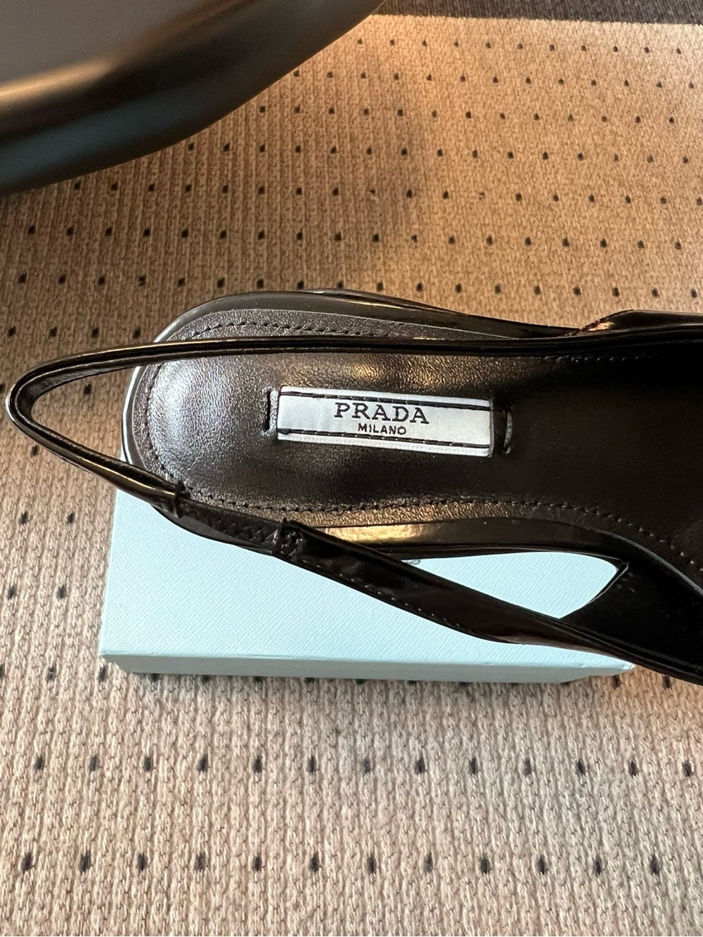 Prada Black Patent Slingback Kitten Heels - Picture 2 of 9